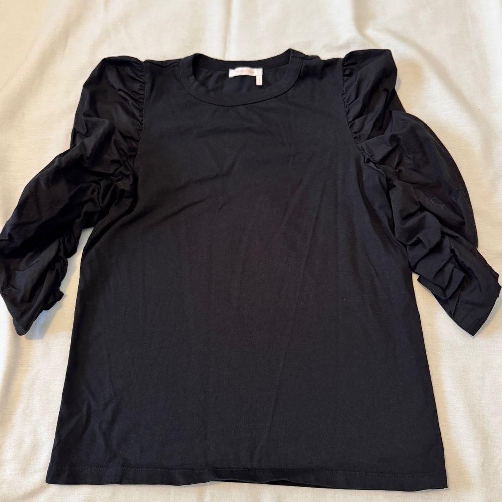 See by Chloe Small Black Gathered Sleeve Top Blouse ~ Classic Capsule